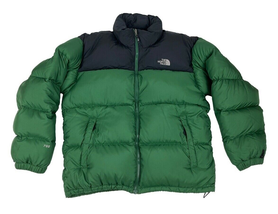 north face puffer green and black